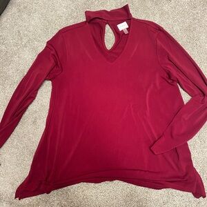 Cupio Deep Red Keyhole Blouse